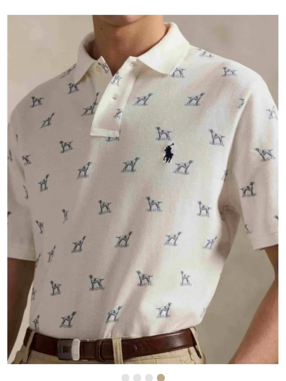 Polo by Ralph Lauren White Polo with Navy All-Over Motif